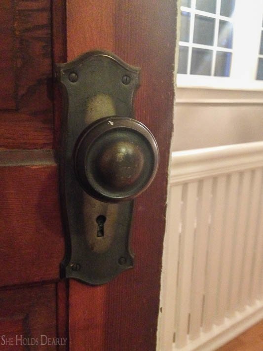 antique door knob and plates in our farmhouse