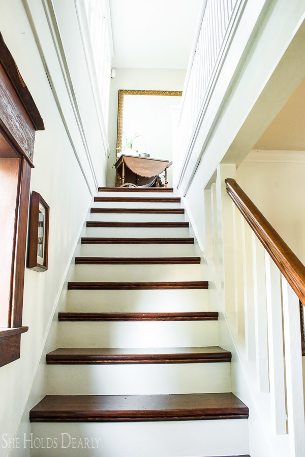 Before and After, From Carpet to Restored Wood Stairs