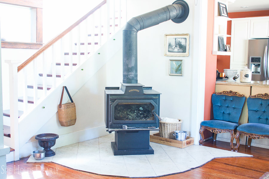 Diy Concrete Hearth She Holds Dearly, How To Make A Wood Stove Surround