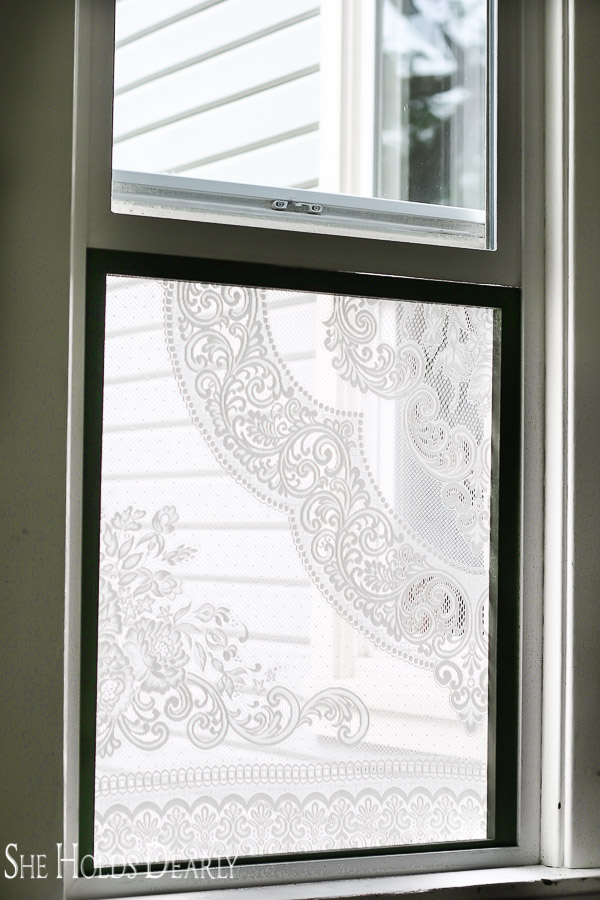 This project is good for a window covering, privacy screening or a lace window screen. By using some 1x2's and thrifted lace you can make your own!