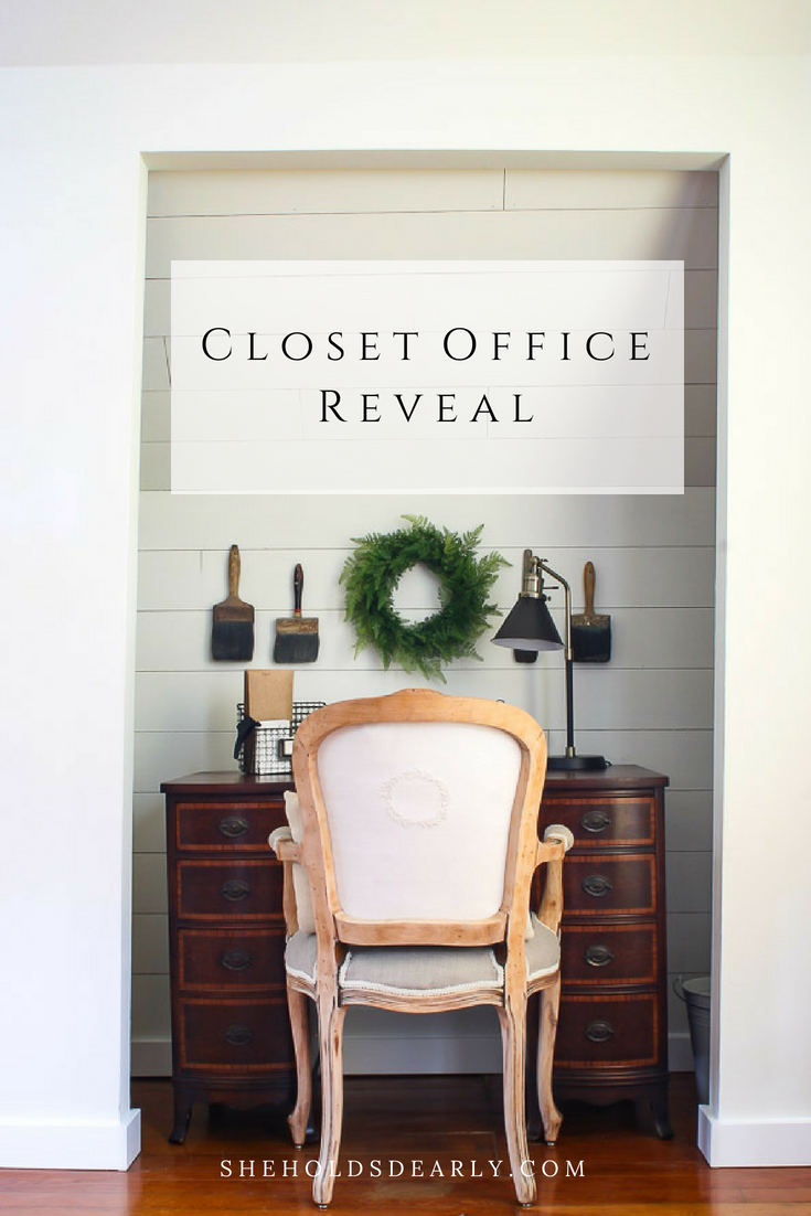 Closet Office Reveal by sheholdsdearly.com