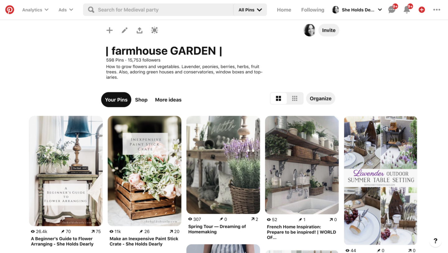 Farmhouse Garden Pinterest Board by sheholdsdearly.com