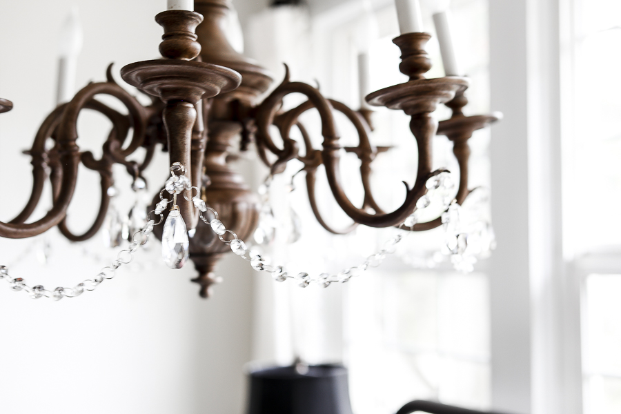 Faux Raw Wood Chandelier Makeover, Spray Paint Bronze Chandelier