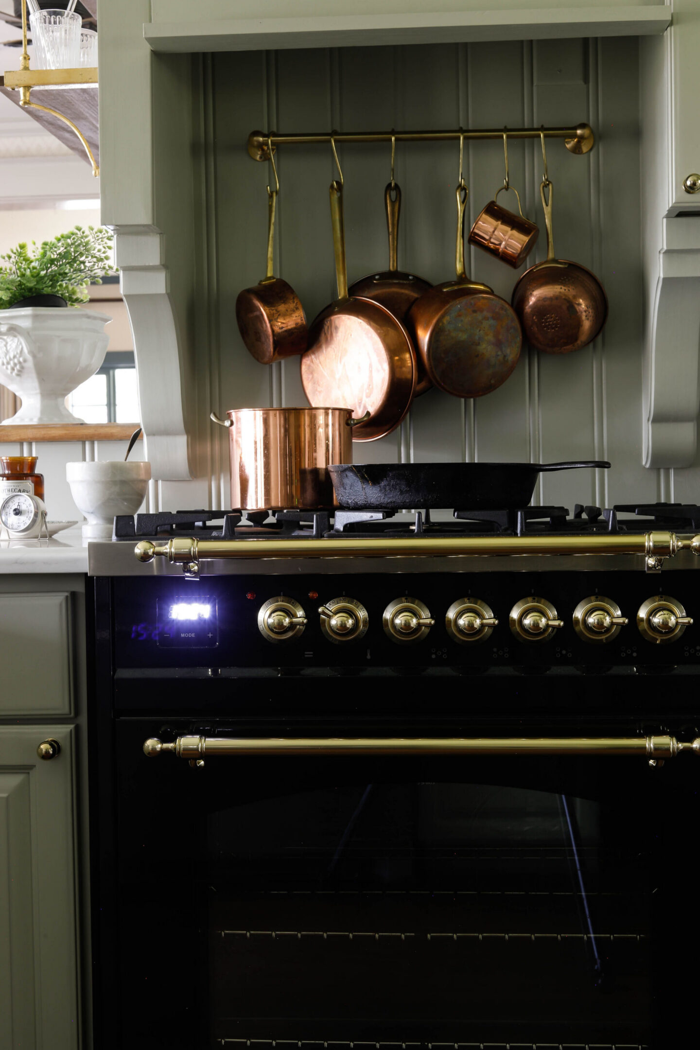 We upgraded to an Ilve stove in our remodeled kitchen, and I am SO pleased with the results. Classic & timeless charm mixed with function.